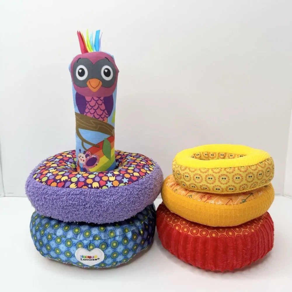 Lamaze Rainbow Stacking Rings Plush Rattle Crinkle Sensory Learning Baby Toy 9